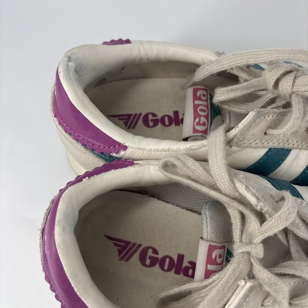 Gola Boston 78 Retro Running Sneakers Women's 8 White Teal Purple Trainers